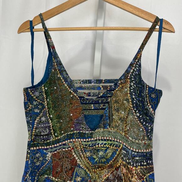 LEIFSDOTTIR Anthropologie Sennen Beaded Silk Dress Sleeveless Multicolor Size 2 - Picture 6 of 11